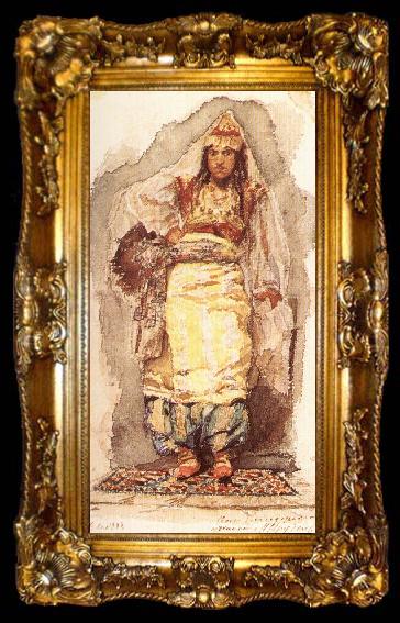 framed  Mikhail Vrubel Female Model in an oriental Costume, ta009-2